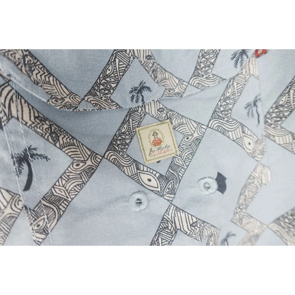 Joe Martin Large‎ Mens Swimming Trunks Shorts  Blue Palm Trees Aztec Nylon